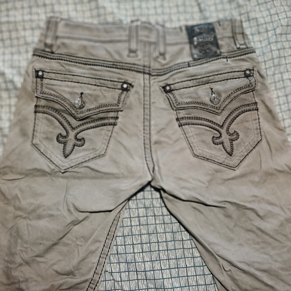 Rock Revival Gray Jeans with Black Stitching
